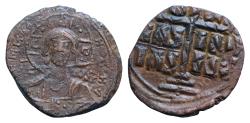 Ancient Coins - Class B anonymous AE Follis (26mm, 9,75 g.). struck under Romanus III. 1028 - 1034 AD. Constantinople mint, struck 1028-1034 AD. IC-XC across fields, nimbate bust of Christ facing,