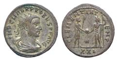 Ancient Coins - Probus (276-282 AD). AE silvered Antoninianus (21mm, 3.7 g), Tripolis, c. 280 AD.