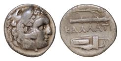 Ancient Coins - MOESIA. Callatis. Ca. 3rd-2nd centuries BC. AR drachm 18,5mm, 5,1gm Head of Heracles right, wearing lion skin headdress, paws tied before neck / KAΛΛATIA, grain ear and club