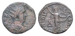 Ancient Coins - Unpublished . MACEDON, Thessalonica. Gallienus. AD 253-268. Æ (21mm, 9,1g,). Gallienus Radiate and draped bust r. Athena standing r. Holding Spear Shield