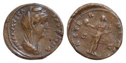Ancient Coins - Faustina I, Wife of Antonius Pius. Died 140 AD. Dupondius 28mm 11.7g Rome. Obv: DIVA AVGVSTA - FAVSTINA Bust draped, veiled right. AETER - NITAS S - C .VF rare