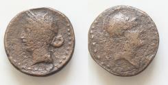 Ancient Coins - SICILY, Panormos. After 241 BC. Æ 26mm (13,1 g). Helmeted head of Athena right / Wreathed head of Kore