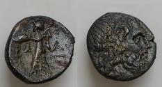 Ancient Coins - KINGS of MACEDON Philip V 221-179 BC Æ 20mm 9g Uncertain Macedonian mint c.211-197 BC Head of Zeus wearing oak-wreath / Athena advancing leftholding shield and hurling thunderbolt