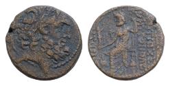 Ancient Coins - SYRIA, Seleucis and Pieria. Antioch. Civic issue. Æ 18mm 8g  Caesarean Era (48/7 BC) head of Zeus right / Zeus Nikephoros seated ,
