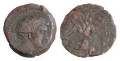 Ancient Coins - CORINTHIA, Corinth. Pseudo-autonomous issue. temp. Hadrian, AD 117-138. Æ 21mm, 6,7g Head of Aphrodite right / Bellerophon on Pegasus flying right, holding spear in right hand