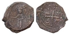 World Coins - Crusaders, Tancred (Regent, AD 1101-1112) Æ24mm 5,3g Follis. Antioch. Nimbate figure of St. Peter standing facing, raising hand in benediction and holding long cross; S PE-TRVS