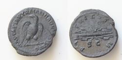 Ancient Coins - Hadrian (117-138). Æ19mm Quadrans (2,7g,). Rome, 121-2. Eagle standing facing, head l. R/ Winged thunderbolt. RIC II 624. Brown patina, VF