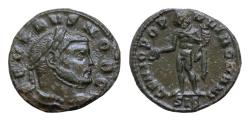 Ancient Coins - Severus II, as Caesar AD 305-306. Siscia 1/4 Follis Æ 18 mm, 2,3g FL VAL SEVERVS NOB C, laureate head right / GENIO POPVLI ROMANI/ SIS