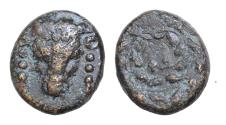 Ancient Coins - PHOKIS, Federal Coinage. Circa 351 BC and later. Æ (15mm, 4g, ). Struck under Phalaikos. Filleted head of bull facing / ΦΩ within inverted wreath