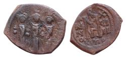Ancient Coins - Heraclius, with Martina and Heraclius Constantine, Æ 19-24mm 5,8g. 40 Nummi. Uncertain mint in Cyprus, dated RY 17 = AD 626/7. Martina, Heraclius, and Heraclius Constantine