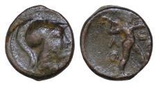 Ancient Coins - Attika, Athens. Mithradatic War issue, 87-6 BC. Æ 19mm chalkous, 7,2g. Struck under Mithradates VI of Pontos and Ariston. Helmeted head of Athena right / Zeus