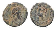 Ancient Coins - Aelia Eudoxia (wife of Arcadius) Æ15mm 3,1g  Antioch, AD 401-403. AEL EVDOXIA AVG, diademed and draped bust right, [being crowned by the hand of God above] / SALVS REIPVBLICAE,