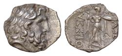 Ancient Coins - THESSALY, Thessalian League. Mid-late 1st century BC. AR Stater 19,5mm, 4,78g. Damothoinos and Philoxenides, magistrates. Laureate head of Zeus right / Athena Itonia