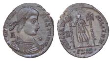 Ancient Coins - Constantius II (337-361 AD.) AE Silvered  Centenionalis (23,5mm, 4,90 g.) Siscia, 350 AD. D N CONSTANTIVS P F AVG / A Draped and cuirassed bust of Constantius