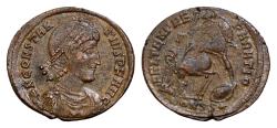 Ancient Coins - Constantius II Silvered Æ22mm 4,8g  Maiorina. Constantinople, AD 348-351. D N CONSTANTIVS P F AVG, pearl-diademed, draped and cuirassed bust right / FEL TEMP REPARATIO,
