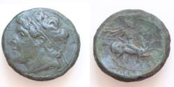 Ancient Coins - Sicily, Syracuse. Hieron II (275-215 BC). AE 26mm 17,5g.  Diademed head l.; Rv. IEPΩNOΣ, Horseman riding r., holding spear.