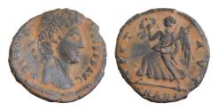 Ancient Coins - CONSTANTIUS II (337-361). AE14mm 1,5g. Antioch. D N CONSTANTIVS P F AVG. Diademed head right VICT AVG /SMAN* Victory advancing left holding palm branch and wreath RIC 65. Very Rare