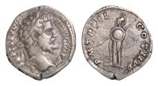 Ancient Coins - Septimius Severus AR 19mm 3,2g  Denarius. Rome, AD 195. L SEP[T SEV PERT] AVG IMP V, laureate head right / [P M TR P] III COS II P [P], Minerva standing left holding spear and roun