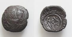 World Coins - Italian States, Sicilia (Sicily, Kingdom). Guglielmo I 'il Malo' (the Bad) Æ Follaro. Messina / Facing busts of the Virgin Mary and Christ Child