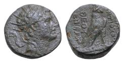 Ancient Coins - SELEUKID EMPIRE. Antiochos IV Epiphanes. 175-164 BC. Æ 19mm, 9.5g  Struck autumn 169-summer/autumn 168 BC. Radiate and diademed head of Antiochos IV right / Eagle