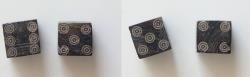 Ancient Coins - Ancient Roman Bone Dice for Games Fortuna lot of 2x , L=7x7x7mm  0,82-0,89g. ! 2-3 century A.D.