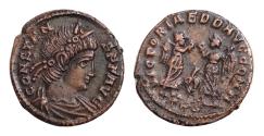 Ancient Coins - Constans Æ 15mm 1,54 g Nummus. Treveri, AD 347-348 two victories advancing towards one another, each holding wreath, AQUILA !!!!!!!!!!! between them; TRS
