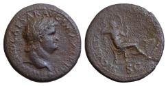 Ancient Coins - Nero. Dupondius.29,5mm 12,54g  67 AD. Lugdunum. (Ric-596)  SECVRITAS AVGVSTI, Securitas seated right, resting right elbow on back of chair and hand on head, left holding sceptre