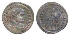 Ancient Coins - Maximianus, first reign, 286-305. AE Follis (Silvered bronze, 25mm, 8.7g,), Londinium, London  circa 296-297. IMP C MAXIMIANVS P F AVG Laureate and cuirassed bust