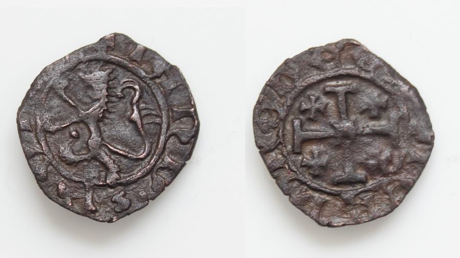 CRUSADERS. Cyprus. James II (1460-1473). Ae Sezin. Obv: Lion