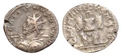 Ancient Coins - Gallienus AR 23mm 3,9g Antoninianus. Lugdunum, AD 258-259. GALLIENVS P F AVG, radiate and cuirassed bust right / GERMANICVS MAX V, trophy between two captives. RIC 18 var.