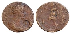 Ancient Coins - Unique ! Extremely rare ! Septimius Severus (AD 193-211). AE 25mm, 9gm, Artemis Stag Hound countermark of Caracalla  There are no descriptions for this coin in coinarchives RPC