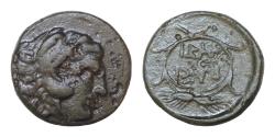 Ancient Coins - KINGS OF THRACE. Lysimachus (305-281 BC). AE14,5mm 2,56g  Head of Herakles right, wearing lion skin. BAΣI ΛYΣI. Legend in two lines within wreath of grain ears.
