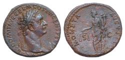 Ancient Coins - Domitian AD 81-96. Rome As Æ 27 mm, 12,4 g  Moneta standing left, holding scales and cornucopia.