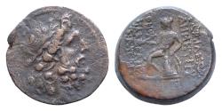 Ancient Coins - SELEUKID EMPIRE. Demetrios II Nikator. First reign, 146-138 BC. Æ 23mm, 12.7g. Antioch on the Orontes mint. Struck circa 146-145 BC. Laureate head of Zeus right / Apollo