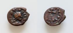 Ancient Coins - Vandals, under Gaiseric or Huneric, c. 5th- 6th century. Æ (10mm, 0.6g). Diademed, draped and cuirassed bust r. R/ Cross within pseudo-legend