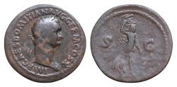 Ancient Coins - Domitian, as Caesar, 69-81. As AE 27mm, 9.31 g, , Rome, 84.S-C Victory advancing to right, holding aquila with both hands.