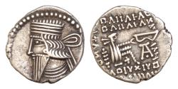 Ancient Coins - KINGS of PARTHIA. Vologases III. 105-147 AD. AR19mm Drachm (3.72gm). Ekbatana mint. Diademed bust left, long pointed beard, earring visible