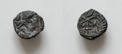 Ancient Coins - Migration of the German tribes The Vandals  1/2 nummi, Carthago 484-496, Æ 8mm  0.43 g. Diademed and draped bust r. Rev. Christogram within wreath.