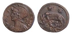 Ancient Coins - Commemorative Series. AD 330-354 Æ Follis 15,5mm, 1,5 Alexandria mint, 2nd officina. Struck before April AD 340.  Roma  / She-wolf suckling the twins (Romulus and Remus)