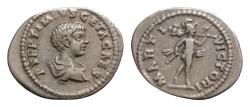 Ancient Coins - Geta, as Caesar AD 198-209. Laodicea ad Mare Denarius AR 19 mm, 2,7g P SEPTIMIVS GETA CAES, bare-headed, draped and cuirassed bust right / MARTI VICTORI, Mars