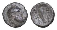 Ancient Coins - Kings of Thrace. (Kainian) Mostis. Ae, 1,8 g. - 17 mm. Circa 130-100 BC.: Bearded head of Herakles right. Bow in quiver.
