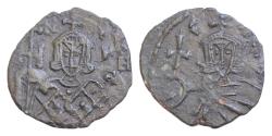 Ancient Coins - Leo V and Constantine (813-820). Æ 40 Nummi (22mm, 3.1g, ). Syracuse, 814-815.