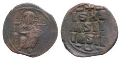 Ancient Coins - Byzantine Empire Class D anonymous AE Follis, 27mm, 8,4.struck under Constantine IX. 1042 - 1055 AD. Constantinople mint,