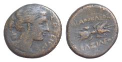 Ancient Coins - Sicily. Syracuse. AE 21mm 9,3g. 306-289 a.C. Time of Agathokles. Artemis Thunderbolt  VF
