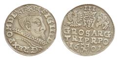 World Coins - Polen/ Poland Sigismund III Vasa.Trojak (3 grosze) 1601 P, Poznan,  Silver Ag, 18,5mm 2,4g