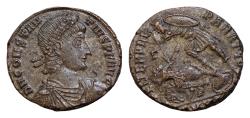 Ancient Coins - Constantius II Silvered Æ22mm 5,3g  Maiorina. Constantinople, AD 348-351. D N CONSTANTIVS P F AVG, pearl-diademed, draped and cuirassed bust right / FEL TEMP REPARATIO,