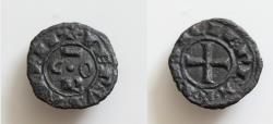 World Coins - Italy, Sicily, Messina. Corrado I (1250-1254). BI Denaro (14mm, 0.77g, 3h). COR. R/ Cross. Spahr 158. VF