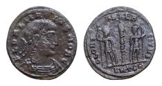Ancient Coins - Delmatius, as Caesar (AD 335-337). AE16mm, 1,4gm, Thessalonika AD 334-335.