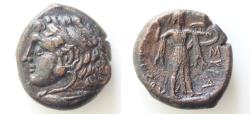 Ancient Coins - SICILY. Syracuse. Pyrrhos, 278-276 BC. AE 21mm  9,1g Bronze, 25 mm Head of Herakles. Rev.,ΣYPAKOΣIΩN Athena Promachos