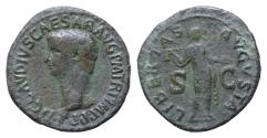 Ancient Coins - Claudius Æ As.28mm 11g Rome, AD 50-4. TI CLAVDIVS CAESAR AVG P M TR P IMP P P, bare head left / LIBERTAS AVGVSTA, Libertas, draped, standing facing, head right, holding pileus